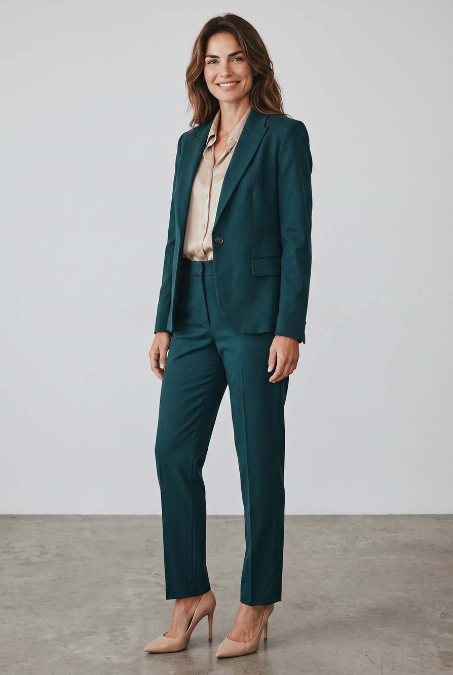 Zara Dark Green Suit Blazer and Matching Trouser Set
